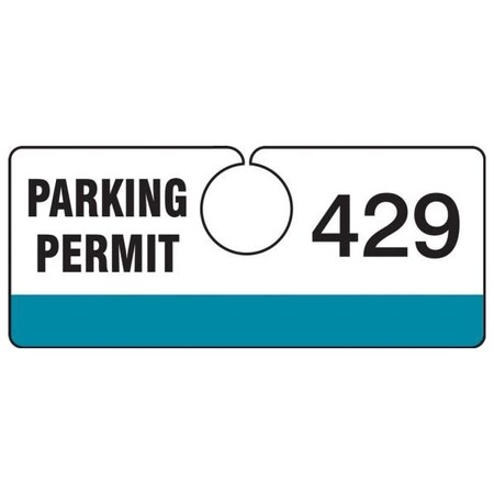 Accuform Parking Permit Tag, Numbered 900-999, Teal, 2in x 4.75in, Laminated PF-Cardstock, 100PK TNT429TLK
